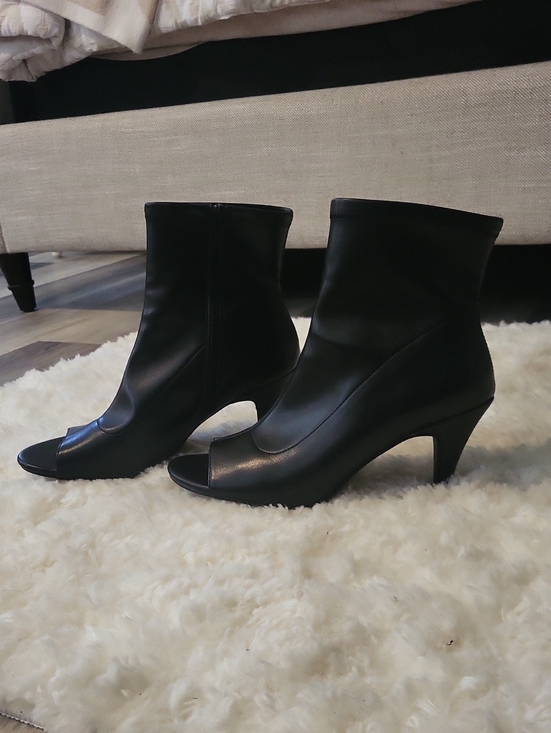 Scoop Shoes - Black Peep-Toe Ankle Booties